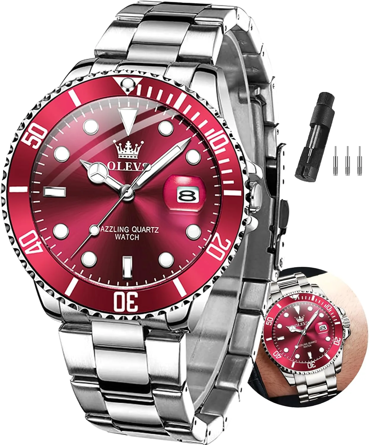 OLEVS Men's Luxury Watch Stainless Steel_best_review_1750849153